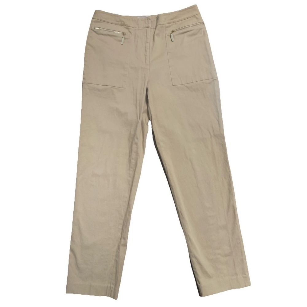 Talbots Collection Women's 8 Ankle Straight‎ Pants W Pockets Beige Flat Front